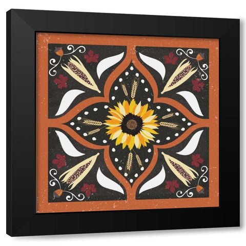 Autumn Harvest Sunflower Black Modern Wood Framed Art Print by ND Art and Design