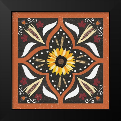 Autumn Harvest Sunflower Black Modern Wood Framed Art Print by ND Art and Design