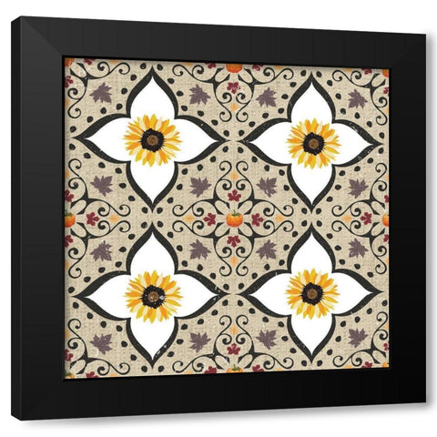 Autumn Harvest Sunflowers Black Modern Wood Framed Art Print with Double Matting by ND Art and Design