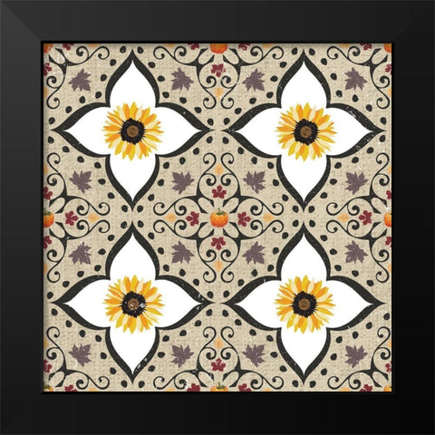 Autumn Harvest Sunflowers Black Modern Wood Framed Art Print by ND Art and Design