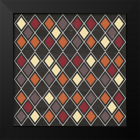 Autumn Harvest Diamond Pattern Black Modern Wood Framed Art Print by ND Art and Design