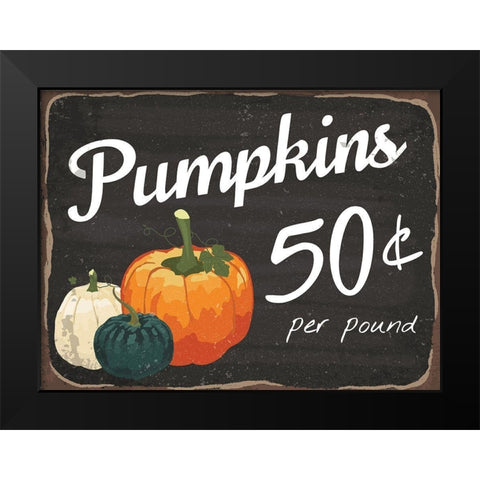Pumpkins 50Â¢ Black Modern Wood Framed Art Print by ND Art and Design