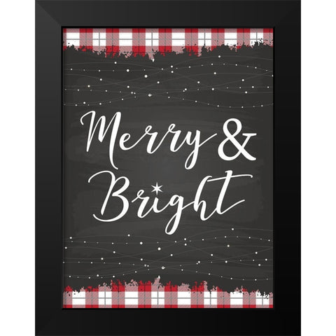 Merry and Bright Black Modern Wood Framed Art Print by ND Art and Design