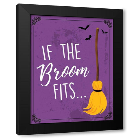 Broom Fits Black Modern Wood Framed Art Print by ND Art and Design
