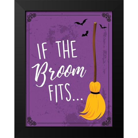 Broom Fits Black Modern Wood Framed Art Print by ND Art and Design