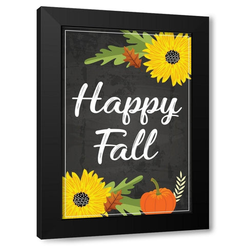 Happy Fall Black Modern Wood Framed Art Print with Double Matting by ND Art
