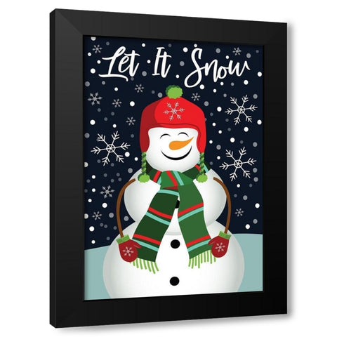Let It Snow Black Modern Wood Framed Art Print by ND Art