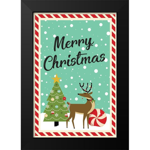 Merry Christmas Black Modern Wood Framed Art Print by ND Art