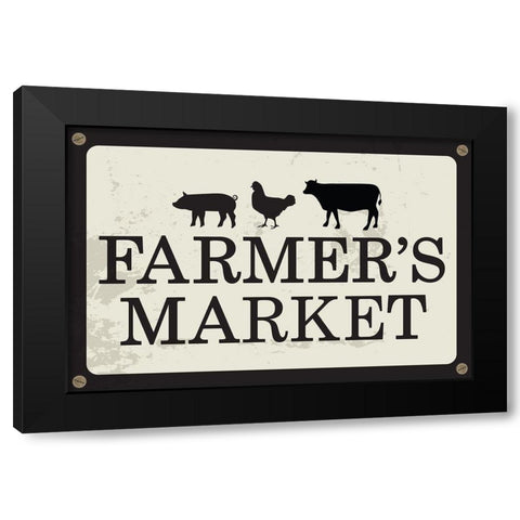 Farmers Market Black Modern Wood Framed Art Print with Double Matting by ND Art