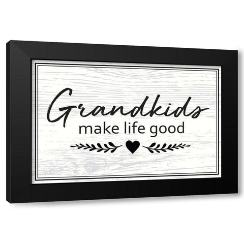 Grandkids Black Modern Wood Framed Art Print by ND Art