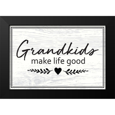 Grandkids Black Modern Wood Framed Art Print by ND Art