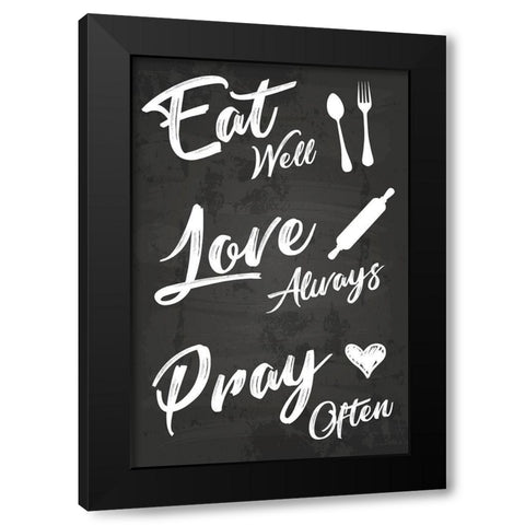 Eat Well Black Modern Wood Framed Art Print with Double Matting by ND Art