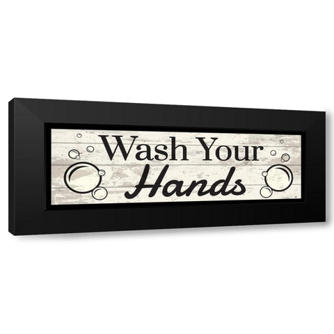 Wash Your Hands Black Modern Wood Framed Art Print by ND Art