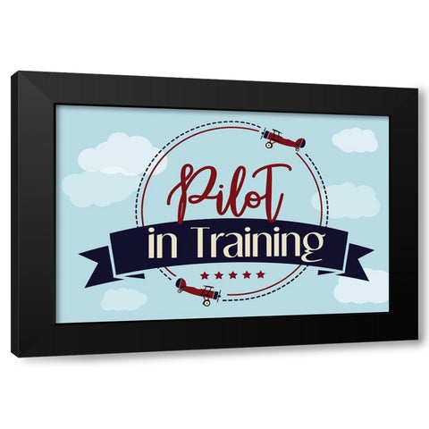 Pilot in Training Black Modern Wood Framed Art Print by ND Art