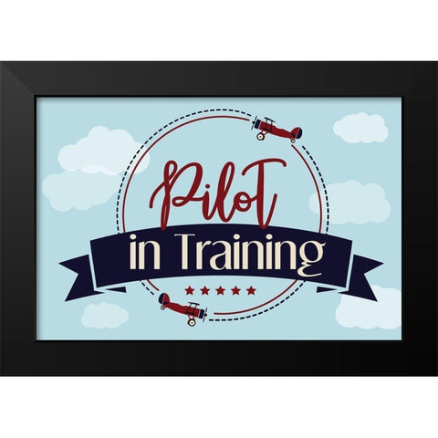 Pilot in Training Black Modern Wood Framed Art Print by ND Art