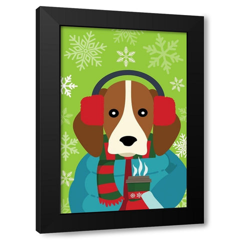 Winter Pet II Black Modern Wood Framed Art Print with Double Matting by ND Art