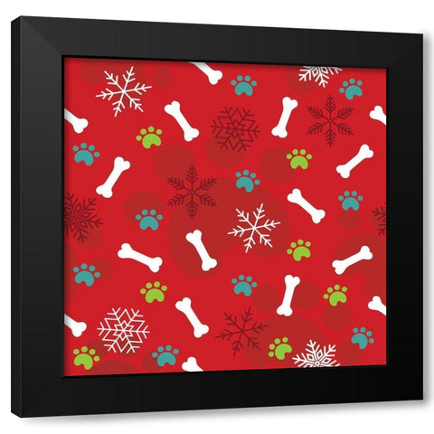 Winter Pet Pattern Black Modern Wood Framed Art Print by ND Art