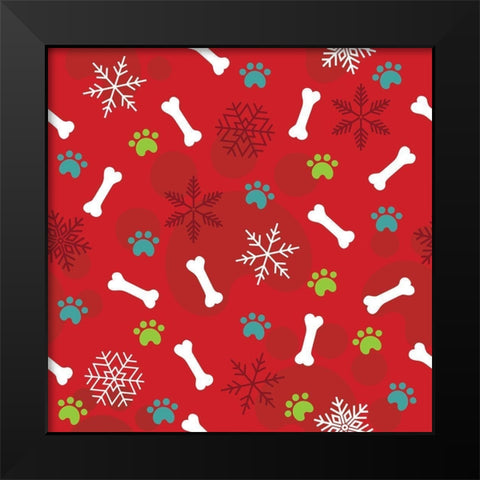 Winter Pet Pattern Black Modern Wood Framed Art Print by ND Art