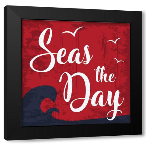 Seas the Day Black Modern Wood Framed Art Print with Double Matting by ND Art