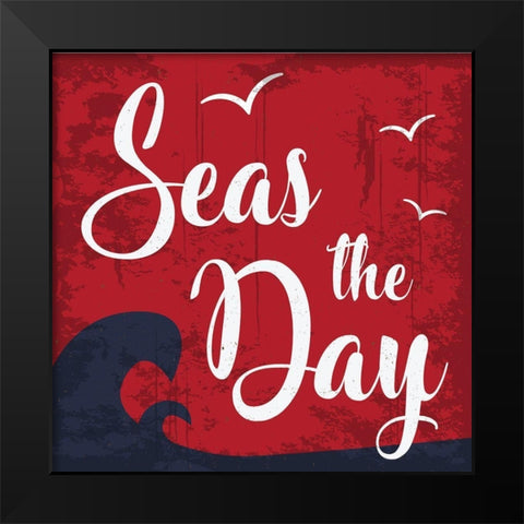 Seas the Day Black Modern Wood Framed Art Print by ND Art