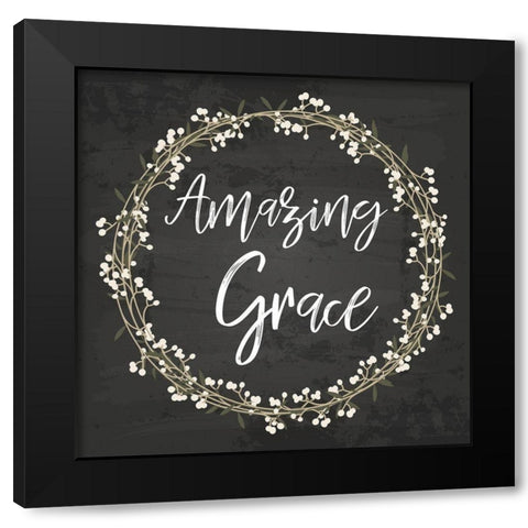 Amazing Grace Black Modern Wood Framed Art Print by ND Art