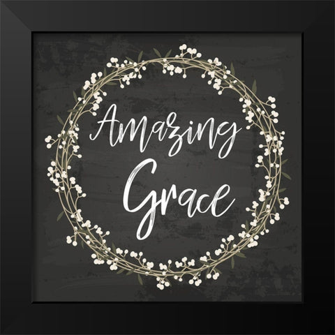 Amazing Grace Black Modern Wood Framed Art Print by ND Art