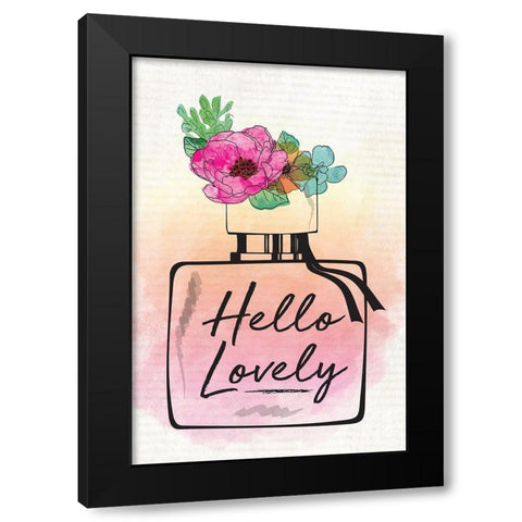 Hello Lovely Black Modern Wood Framed Art Print by ND Art