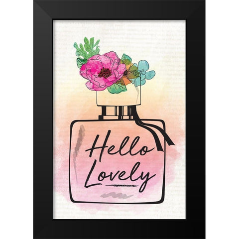 Hello Lovely Black Modern Wood Framed Art Print by ND Art