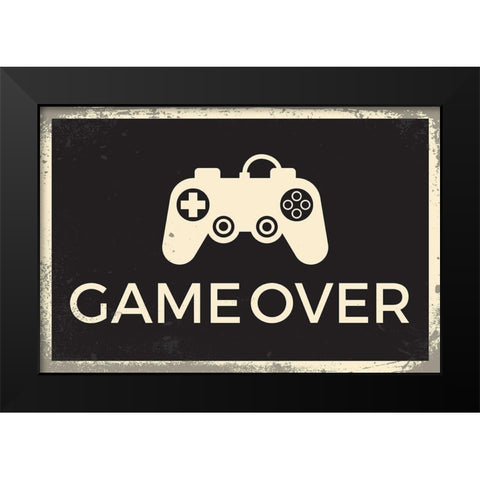 Game Over Black Modern Wood Framed Art Print by ND Art
