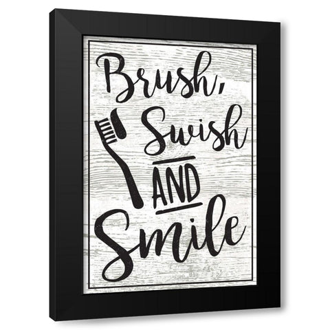 Brush, Swish, Smile Black Modern Wood Framed Art Print with Double Matting by ND Art