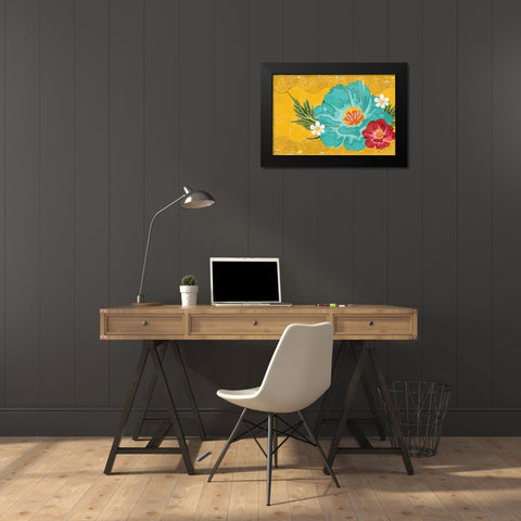 Floral II Black Modern Wood Framed Art Print by ND Art