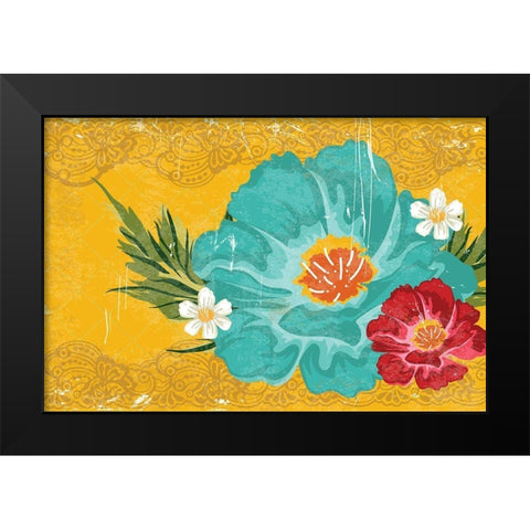 Floral II Black Modern Wood Framed Art Print by ND Art