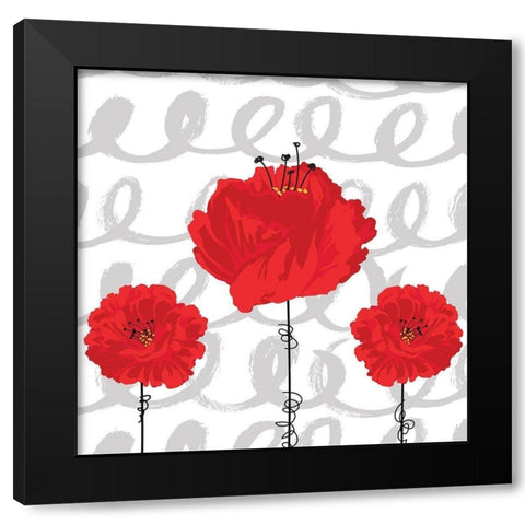 Poppy II Black Modern Wood Framed Art Print by ND Art