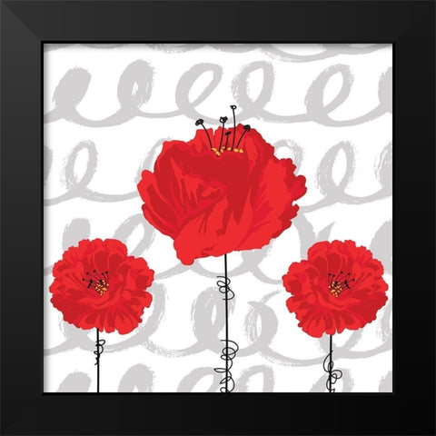Poppy II Black Modern Wood Framed Art Print by ND Art