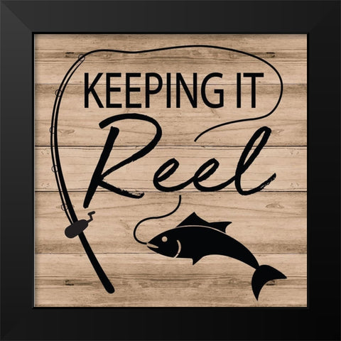 Keeping it Reel Black Modern Wood Framed Art Print by ND Art
