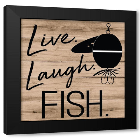 Live Laugh Fish Black Modern Wood Framed Art Print with Double Matting by ND Art