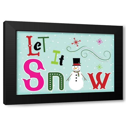 Let It Snow Black Modern Wood Framed Art Print by ND Art