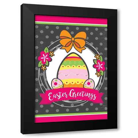 Easter Greetings Black Modern Wood Framed Art Print by ND Art