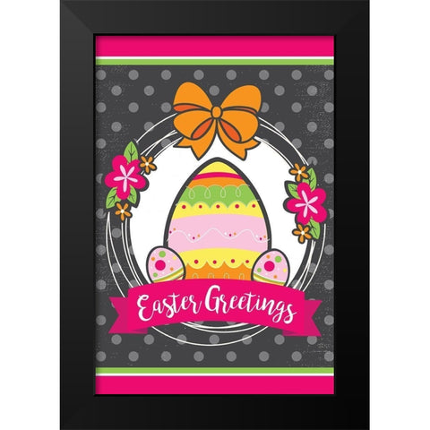 Easter Greetings Black Modern Wood Framed Art Print by ND Art