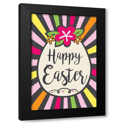 Happy Easter Black Modern Wood Framed Art Print by ND Art