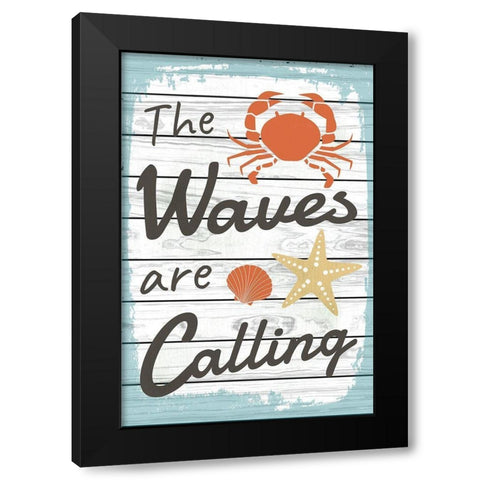 The Waves are Calling Black Modern Wood Framed Art Print by ND Art