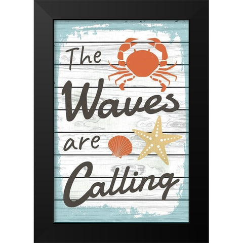 The Waves are Calling Black Modern Wood Framed Art Print by ND Art