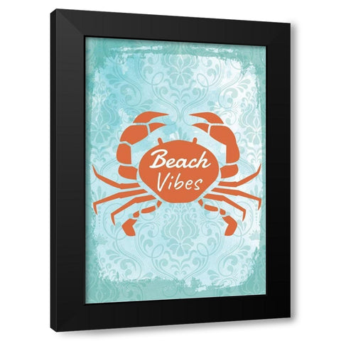 Beach Vibes Black Modern Wood Framed Art Print by ND Art