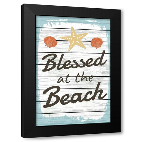 Blessed at the Beach Black Modern Wood Framed Art Print with Double Matting by ND Art