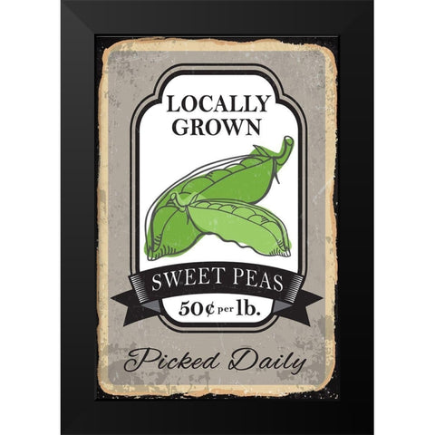 Sweet Peas Black Modern Wood Framed Art Print by ND Art