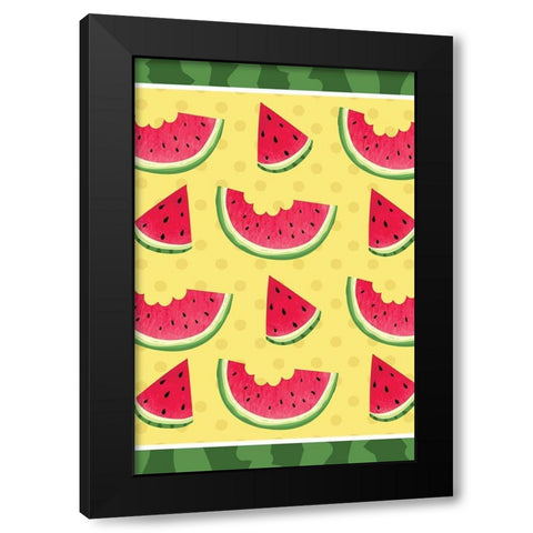 Watermelon III Black Modern Wood Framed Art Print by ND Art