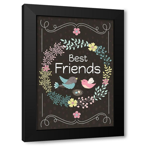Best Friends Black Modern Wood Framed Art Print with Double Matting by ND Art