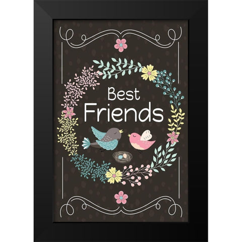 Best Friends Black Modern Wood Framed Art Print by ND Art