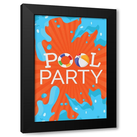 Pool Party Black Modern Wood Framed Art Print with Double Matting by ND Art