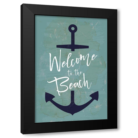 Welcome to the Beach Black Modern Wood Framed Art Print with Double Matting by ND Art